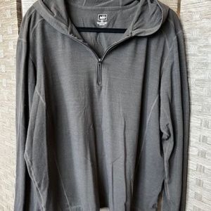 Women's REI 100% Merino Wool Gray Quarter Zip with Hood